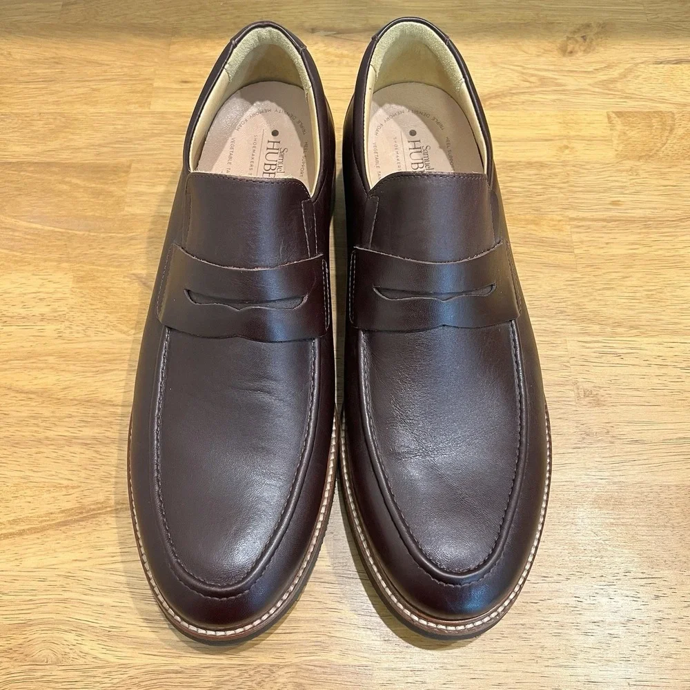 Men's Brown Leather Penny Loafers - Classic Slip-On Dress Shoes